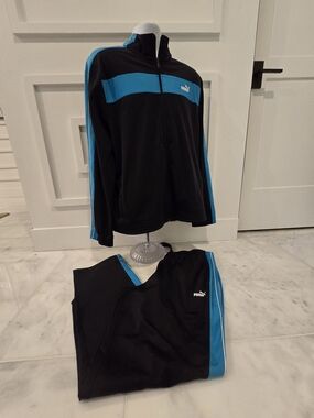 Puma Black & Teal Track Jacket and Pants Set